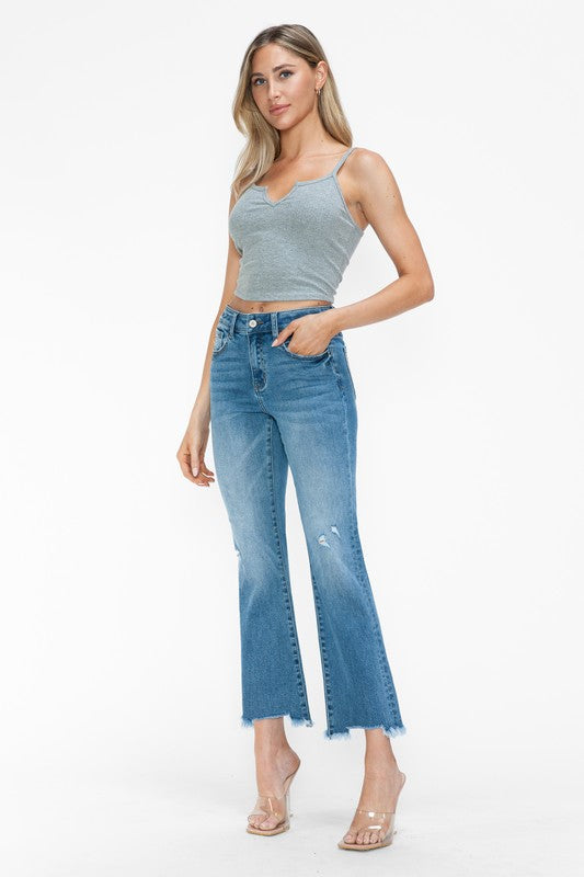 bytos Raw Hem Distressed Mid Rise Crop Jeans Apparel Apparel bytos Ship from USA TikTok Trendsi Trendsi https://www.cyberehub.com