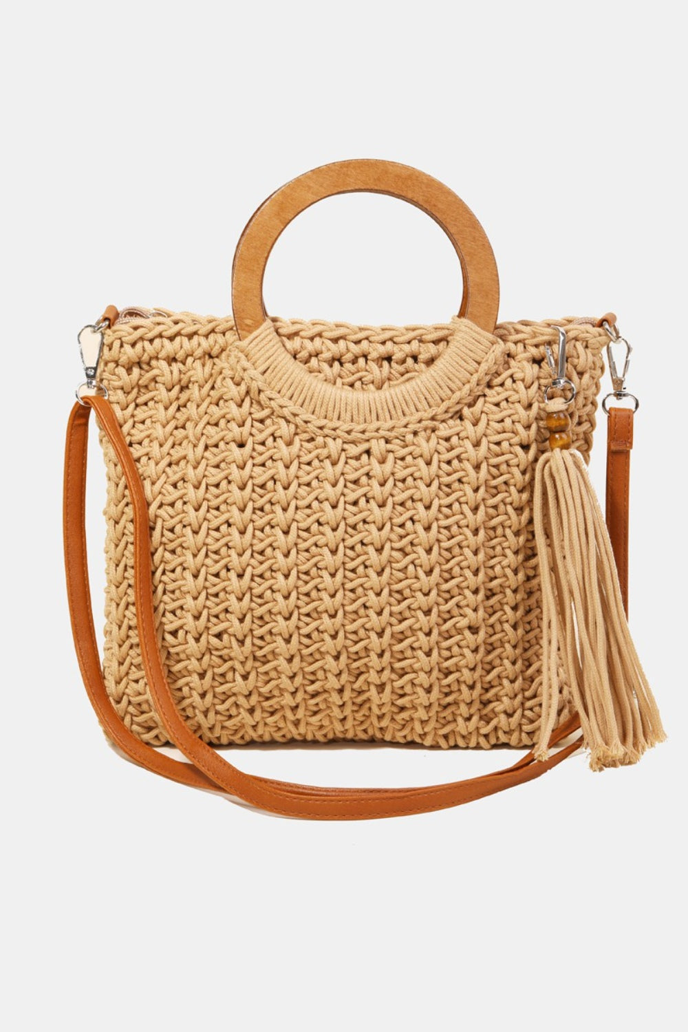 Fame Crochet Knit Convertible Tote Bag with Tassel KA One Size Fame Accessories Ship from USA TikTok USA Trendsi https://www.cyberehub.com