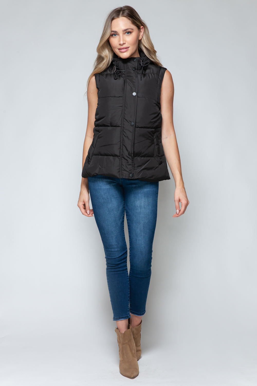 Snobbish Snap and Zip Closure Hooded Vest Shirt Apparel Clothing Tops price-change-job-active Ship from USA Shirts Snobbish USA Women Trendsi https://www.cyberehub.com
