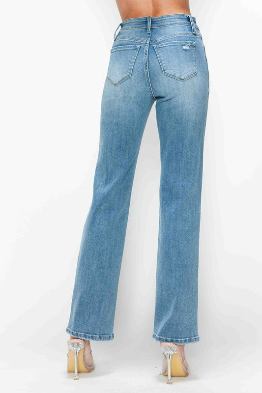 bytos Full Size Distressed High Rise Straight Jeans Apparel Apparel bytos Ship from USA TikTok Trendsi Trendsi https://www.cyberehub.com