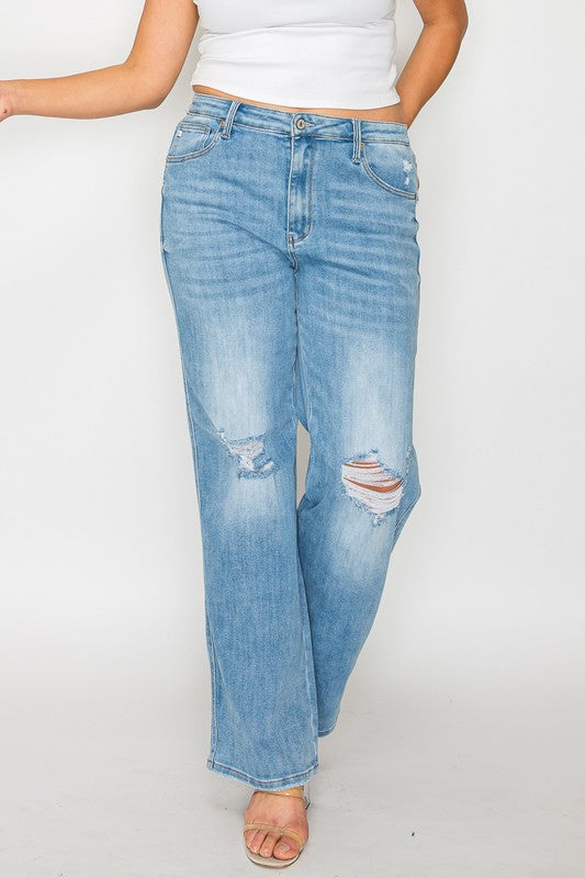 bytos Full Size Distressed High Rise Straight Jeans Apparel Apparel bytos Ship from USA TikTok Trendsi Trendsi https://www.cyberehub.com