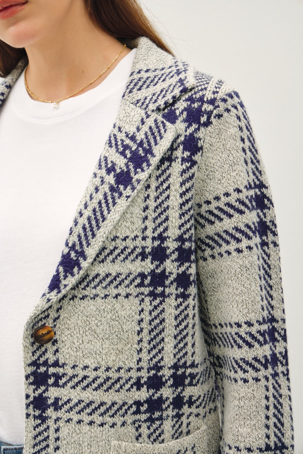 Be Cool Plaid Long Sleeve Sweater Jacket with Front Patch Pockets Tops/Jackets/Sweaters BE COOL Clothing Tops Ship from USA TikTok Trendsi USPS Walmart Trendsi https://www.cyberehub.com