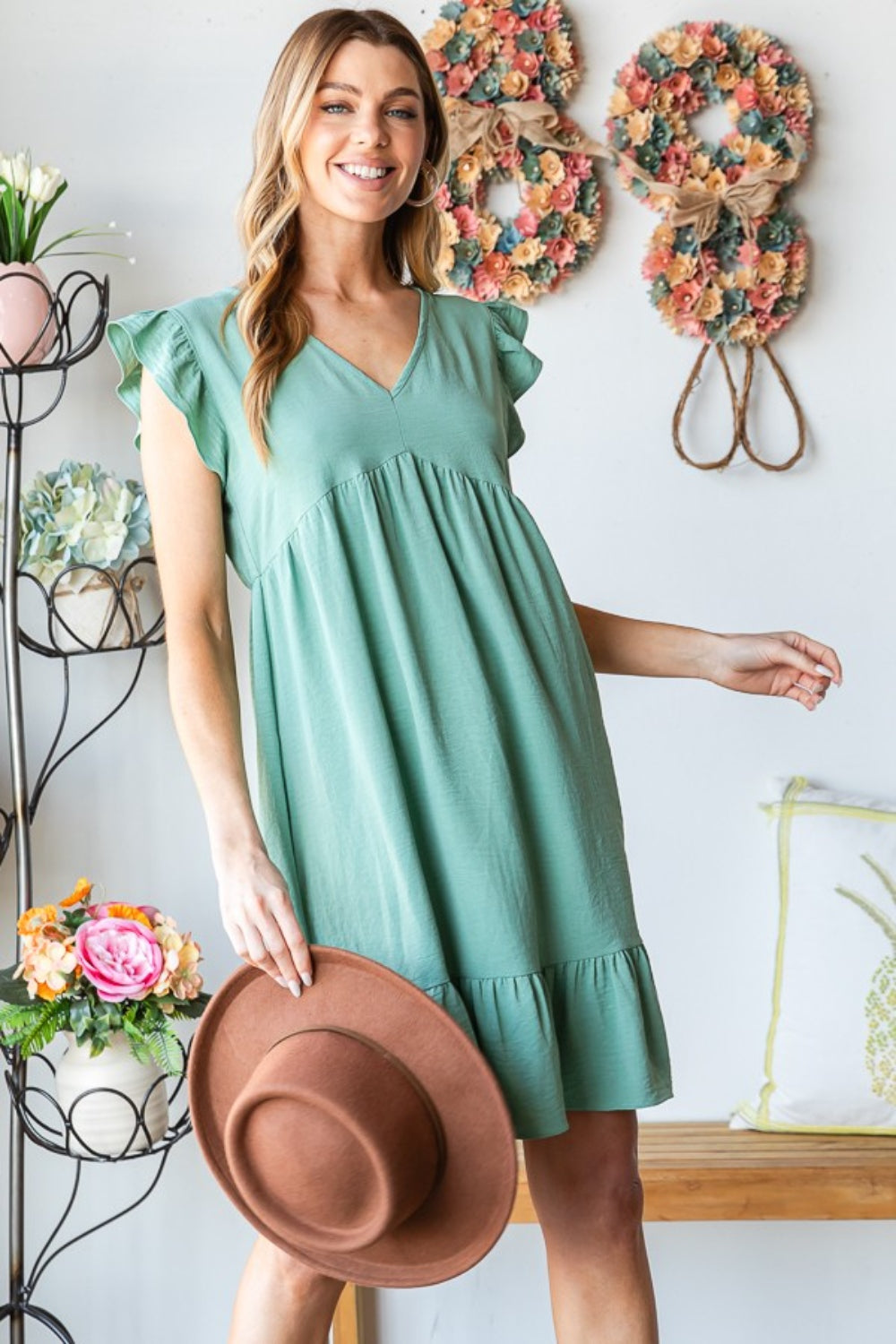 Heimish Full Size Short Sleeve V Neck Ruffled Hem Dress Apparel/Dress Dress Heimish Memorial Day Sale Ship from USA TikTok Trendsi USPS Walmart Walmart Apparel Trendsi https://www.cyberehub.com