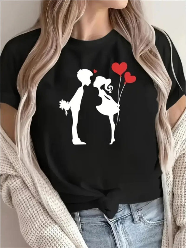 Love Valentine'S Day T-Shirt, Couple T-Shirt, Couple Christmas, Fashion Casual T-Shirt, Short-Sleeved T-Shirt Black Apparel/Shirt/Graphic Shirt SNULLO https://www.cyberehub.com