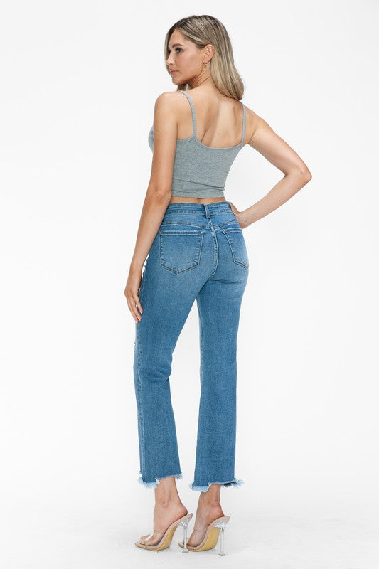 bytos Raw Hem Distressed Mid Rise Crop Jeans Apparel Apparel bytos Ship from USA TikTok Trendsi Trendsi https://www.cyberehub.com