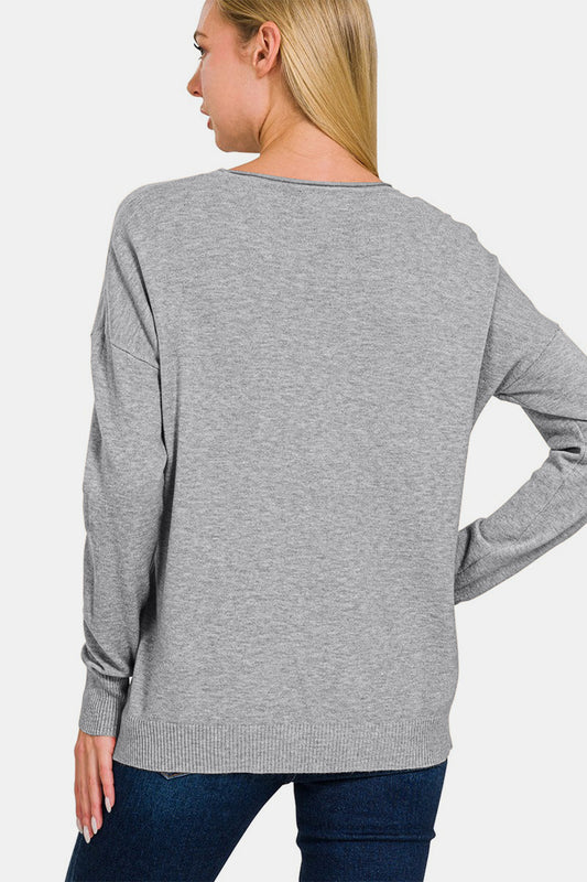 Zenana Front Seam Round Neck Sweater Tops/Jackets/Sweaters Clothing Tops Ship from USA TikTok Trendsi USPS Walmart Zenana Trendsi https://www.cyberehub.com