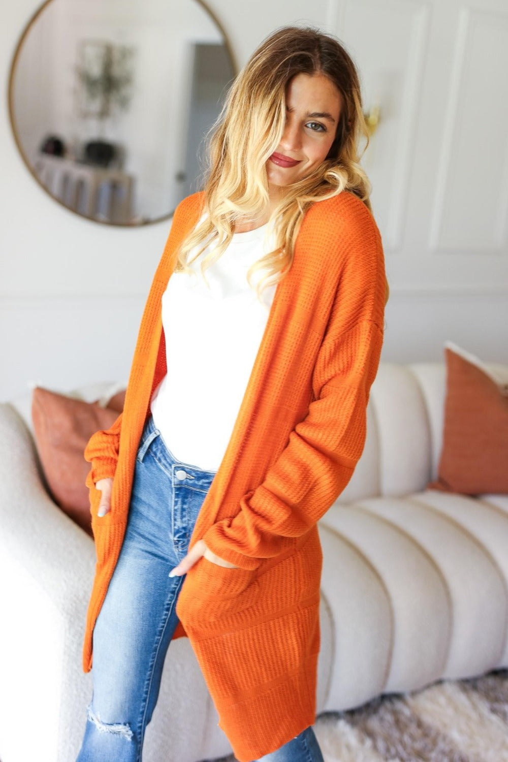 Haptics Full Size Stripe Textured Open Front Cardigan with Pockets Shirt Apparel Clothing Tops Haptics Ship from USA Shirts USA Women Trendsi https://www.cyberehub.com