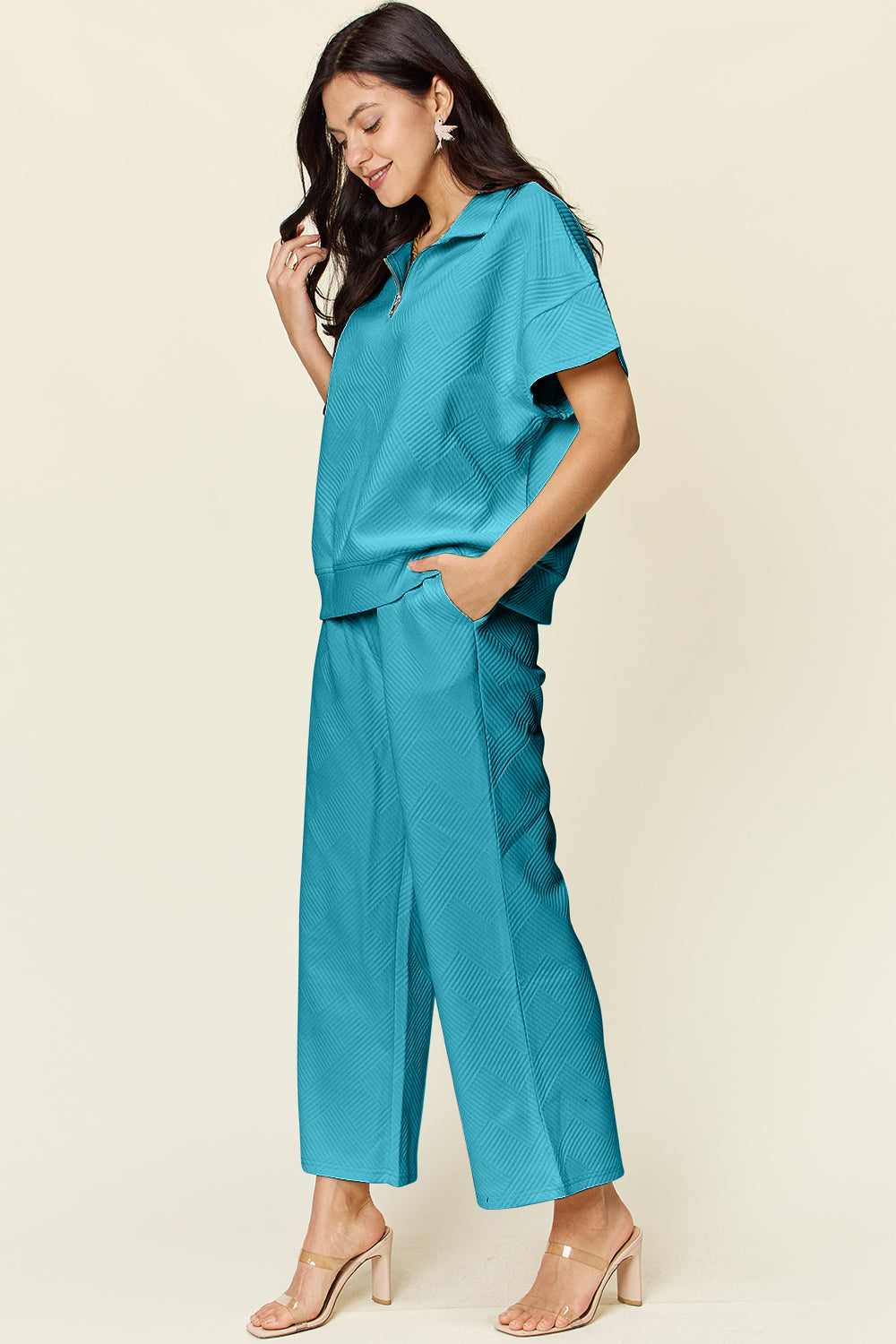 Double Take Full Size Texture Half Zip Short Sleeve Top and Pants Set Apparel/Tops Double Take Ship from USA TikTok Tops Trendsi USPS Walmart Walmart Apparel Trendsi https://www.cyberehub.com