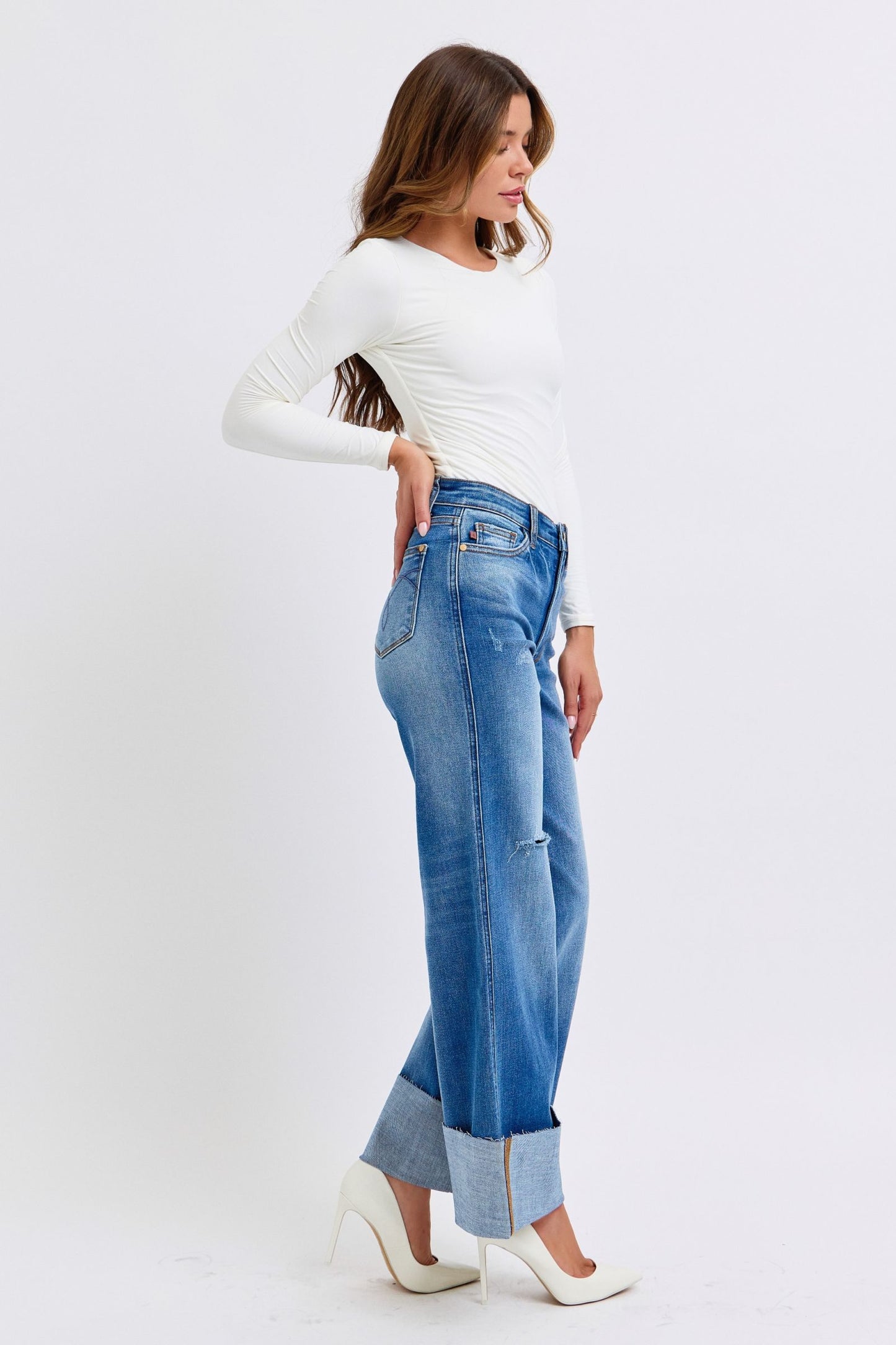Judy Blue Full Size Distressed High Waist Wide Leg Jeans Apparel Apparel Judy Blue Ship from USA TikTok Trendsi Trendsi https://www.cyberehub.com