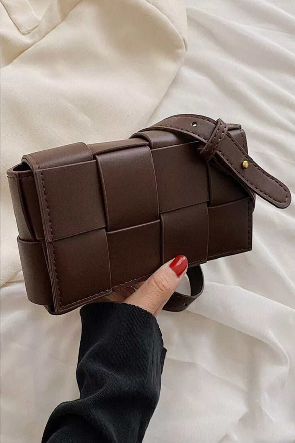 Zenana Vegan Leather Woven Crossbody Bag Brown One Size Ship from USA TikTok USA Zenana Trendsi https://www.cyberehub.com