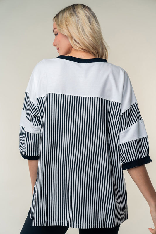 White Birch Full Size Striped Contrast Round Neck Top Tops/Jackets/Sweaters Clothing Tops Memorial Day Sale Ship from USA TikTok Trendsi USPS Walmart White Birch Trendsi https://www.cyberehub.com