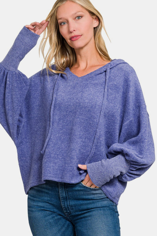 Zenana Brushed Hacci Drop Shoulder Cropped Hoodie Shirt Apparel Clothing Tops Ship from USA Shirts USA Women Zenana Trendsi https://www.cyberehub.com