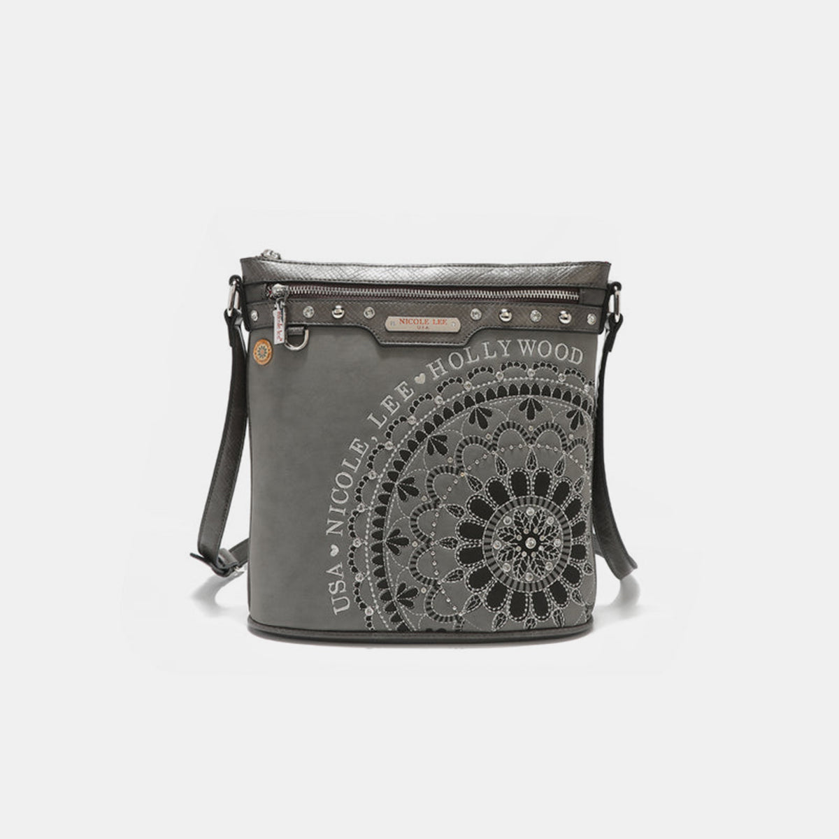 Nicole Lee USA Metallic Stitching Embroidery Inlaid Rhinestone Crossbody Bag Gray One Size Bag Bag Nicole Lee USA Ship from USA Women Trendsi https://www.cyberehub.com