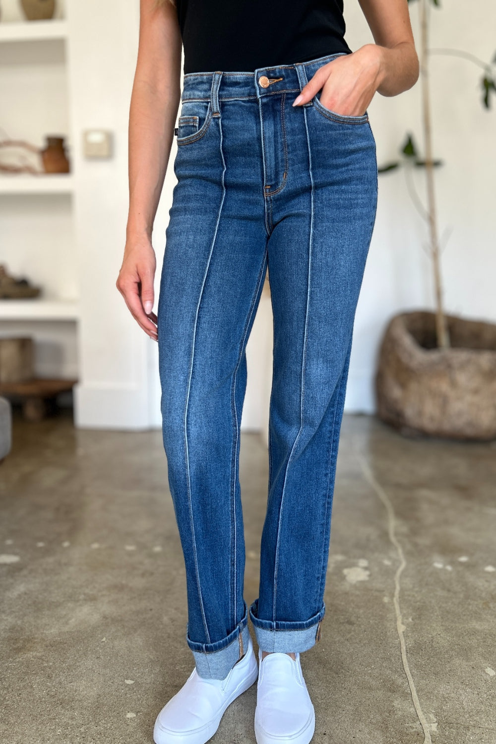Judy Blue Full Size High Waist Front Seam Detail Straight Jeans Bottoms Bottoms Clothing Judy Blue Ship from USA Women Trendsi https://www.cyberehub.com