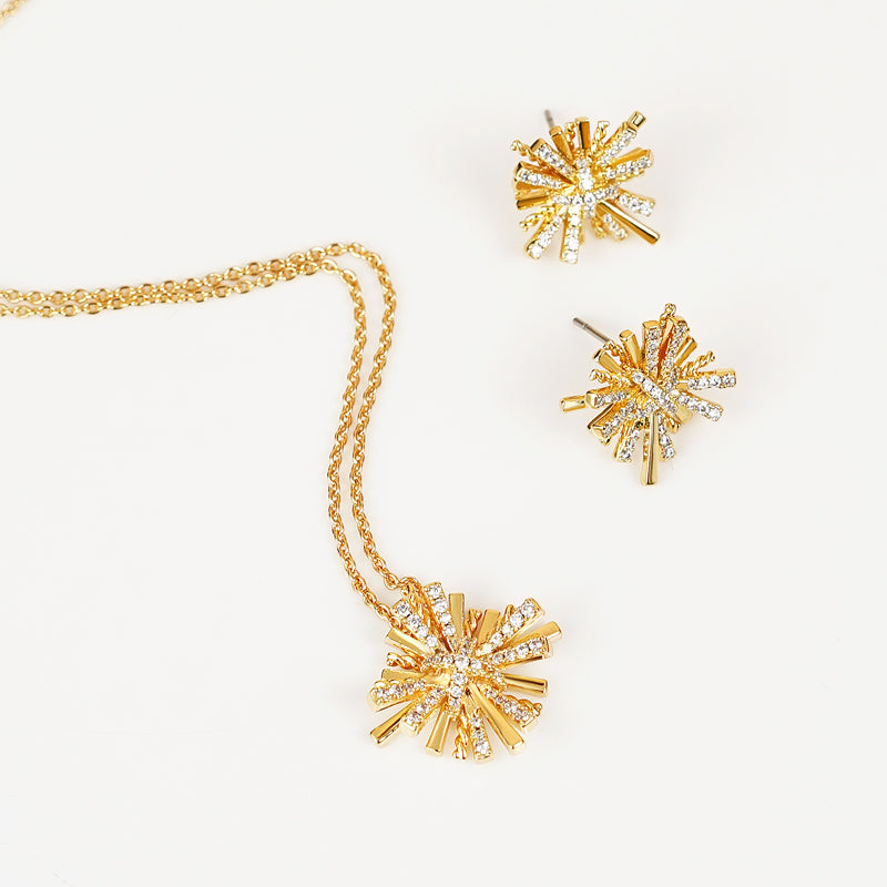 Starburst Gold-Plated Earrings and Necklace Set H.C Ship from USA TikTok USA Trendsi https://www.cyberehub.com