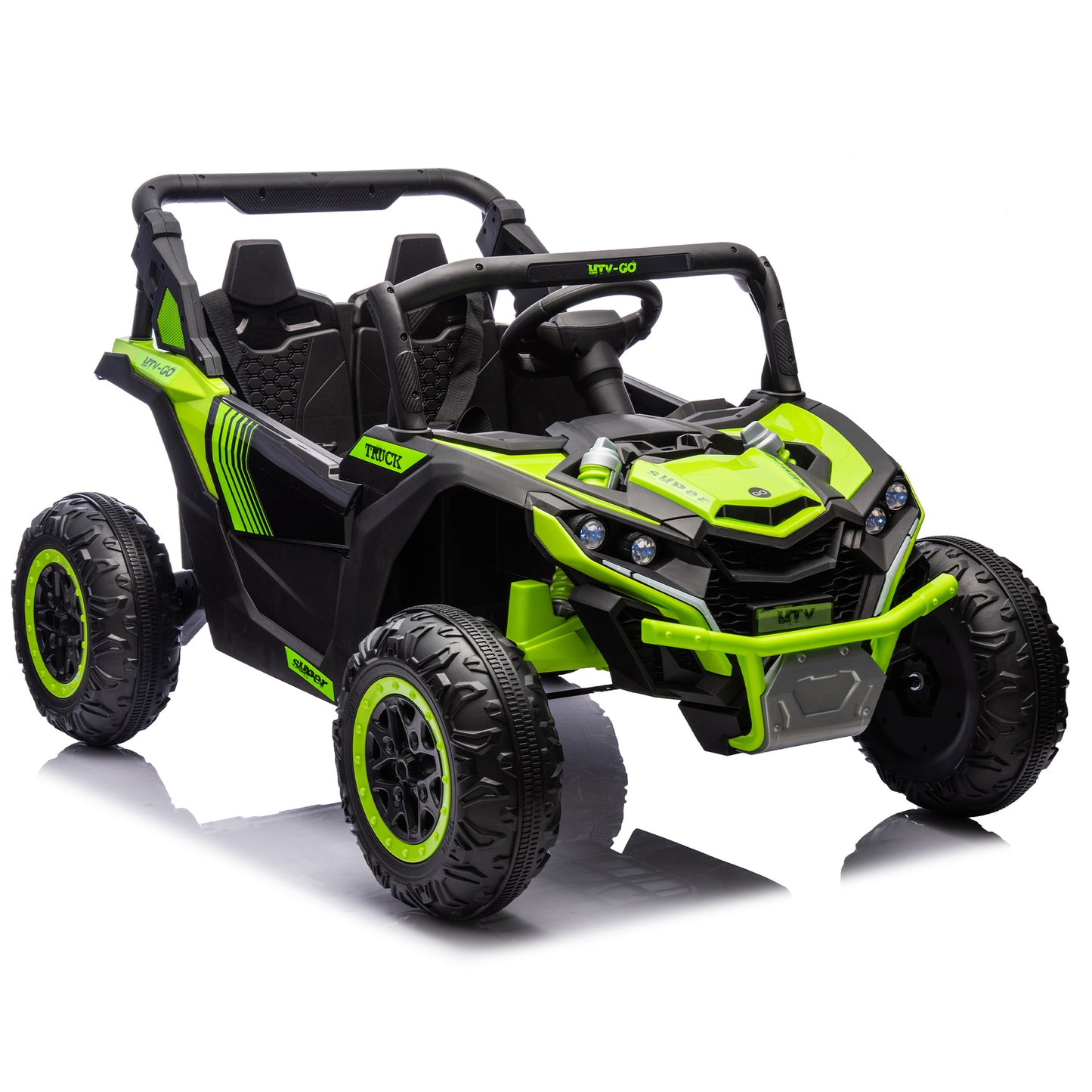 24V Two-Seater Kids Ride On UTV W/Parents Remote Control,Four-Wheel Suspension,Slow Start,Large wheel design,Anti-collision bar,Storage space,Music,USB,Bluetooth,Volume control,LED lights for Kids 3+. Giga Kids Toys Giga https://www.cyberehub.com