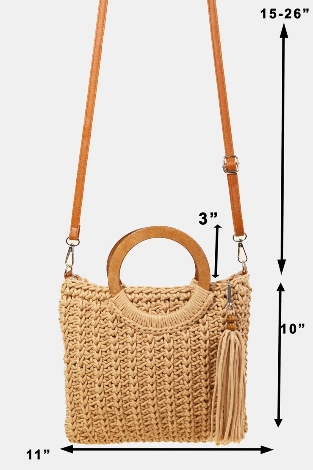 Fame Crochet Knit Convertible Tote Bag with Tassel Fame Accessories Ship from USA TikTok USA Trendsi https://www.cyberehub.com