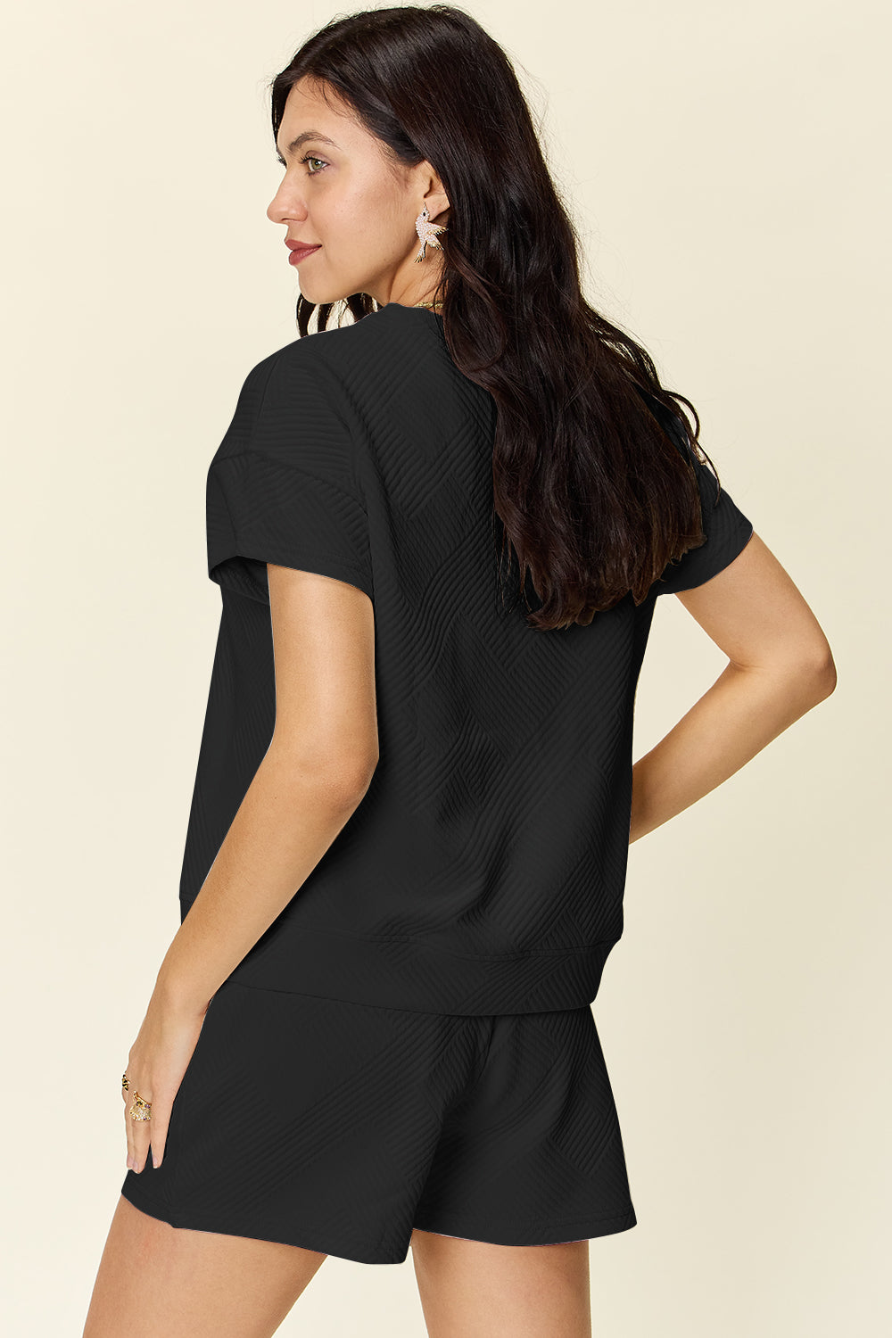 Double Take Full Size Texture Short Sleeve T-Shirt and Drawstring Shorts Set Apparel/Tops Double Take Ship from USA TikTok Tops Trendsi USPS Walmart Walmart Apparel Trendsi https://www.cyberehub.com