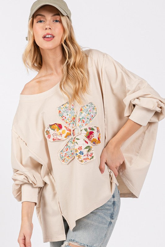 SAGE + FIG Flower Patch Dropped Shoulder Oversize Top Apparel Apparel SAGE+FIG Ship from USA TikTok Trendsi Trendsi https://www.cyberehub.com