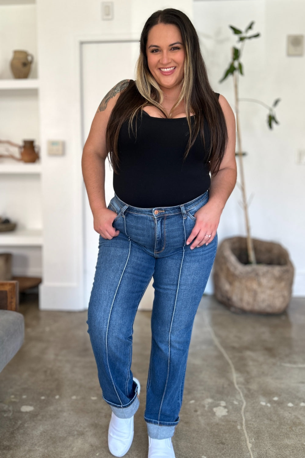 Judy Blue Full Size High Waist Front Seam Detail Straight Jeans Bottoms Bottoms Clothing Judy Blue Ship from USA Women Trendsi https://www.cyberehub.com