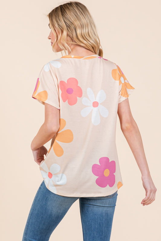 BOMBOM Floral Short Sleeve T-Shirt Tops/Jackets/Sweaters BOMBOM Clothing Tops Ship from USA TikTok Trendsi USPS Walmart Trendsi https://www.cyberehub.com