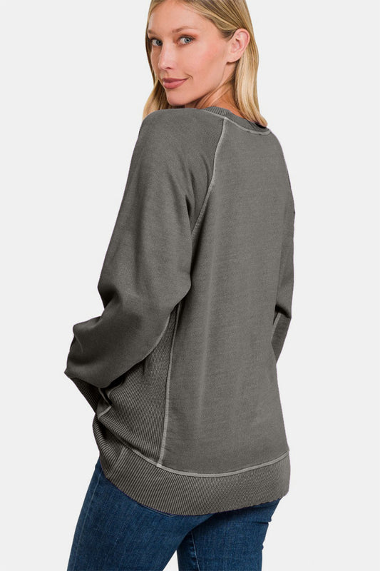 Zenana Round Neck Long Sleeve Sweatshirt Apparel/Tops Ship from USA TikTok Tops Trendsi USPS Walmart Walmart Apparel Zenana Trendsi https://www.cyberehub.com