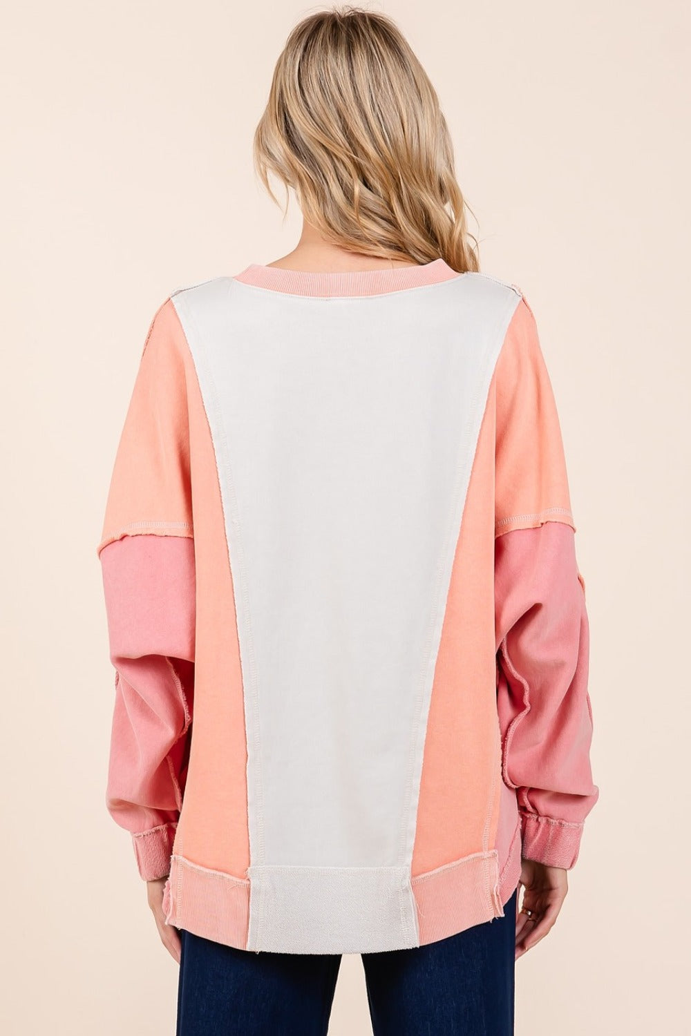 Mittoshop Mineral Wash Color Block Sweatshirt Tops/Jackets/Sweaters Clothing Tops Mittoshop Ship from USA TikTok Trendsi USPS Walmart Trendsi https://www.cyberehub.com