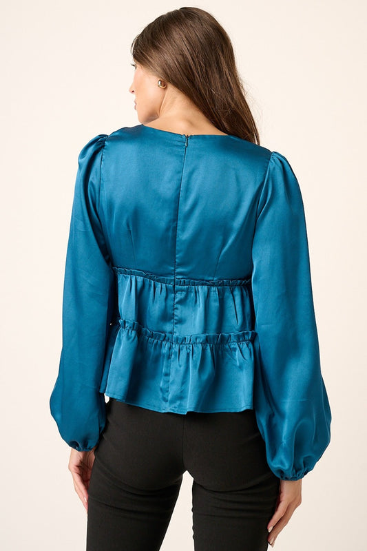 Mittoshop Satin V Neck Ruffled Tier Blouse Tops/Jackets/Sweaters Clothing Tops Mittoshop Ship from USA TikTok Trendsi USPS Walmart Trendsi https://www.cyberehub.com