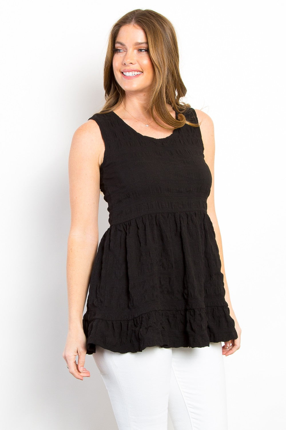 Be Stage Ruffled Sleeveless Babydoll Top Tops/Jackets/Sweaters BE Stage Clothing Tops Ship from USA TikTok Trendsi USPS Walmart Trendsi https://www.cyberehub.com