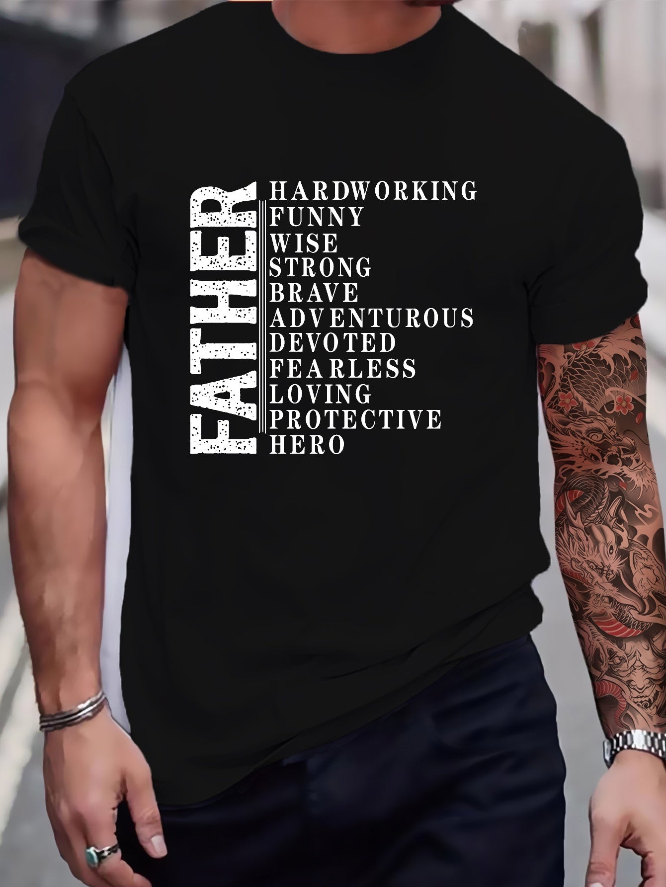 Father Printed T-shirt, Men's T-shirt, Summer Casual Short Sleeved T-shirt Apparel/Shirt/Graphic Shirt SNULLO https://www.cyberehub.com