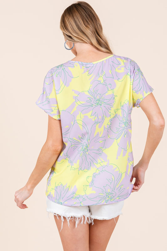 BOMBOM Floral Short Sleeve T-Shirt Apparel/Tops BOMBOM Ship from USA TikTok Tops Trendsi USPS Walmart Walmart Apparel Trendsi https://www.cyberehub.com
