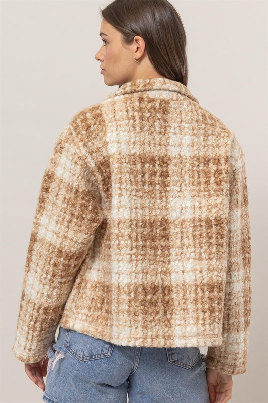 HYFVE Plaid Collared Neck Boucle Jacket with Pockets Tops/Jackets/Sweaters Clothing Tops HYFVE Ship from USA TikTok Trendsi USPS Walmart Trendsi https://www.cyberehub.com