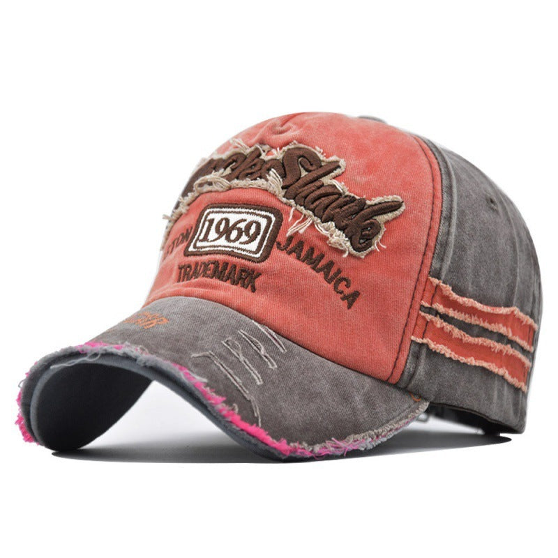 Ripped Retro Duck Tongue Stitching Letters Baseball Hat Orange Coffee Adjustable Apparel/Hat CJ Hat Ship From China CJ https://www.cyberehub.com