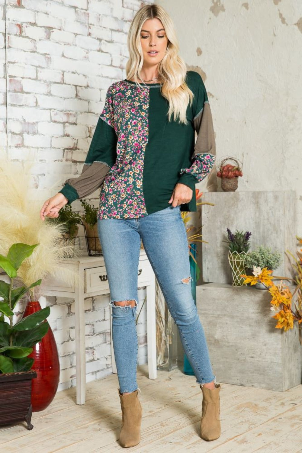 Celeste Full Size Floral Color Block Exposed Seam T-Shirt Apparel/Tops Celeste Ship from USA TikTok Tops Trendsi USPS Walmart Walmart Apparel Trendsi https://www.cyberehub.com