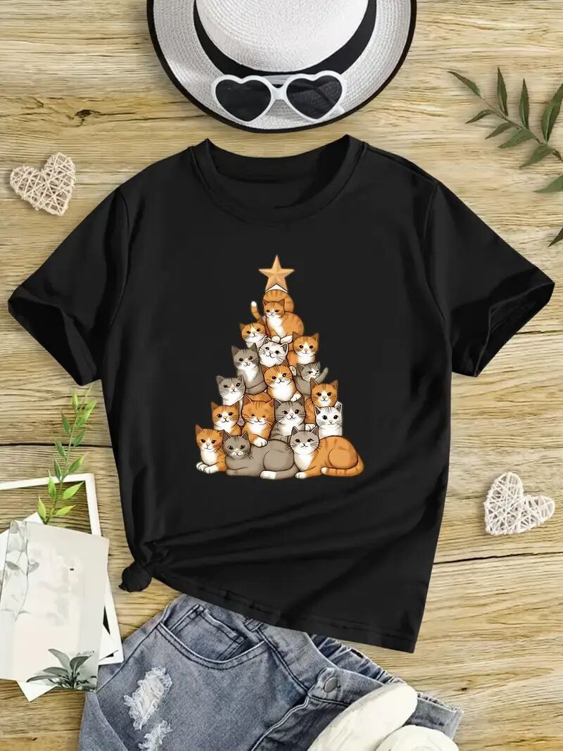 Women's Graphic T-Shirt: Stylish Black Short Sleeved Top S-2XL Black Apparel/Shirt/Graphic Cj Graphic Shirt SNULLO Yodel SNULLO https://www.cyberehub.com