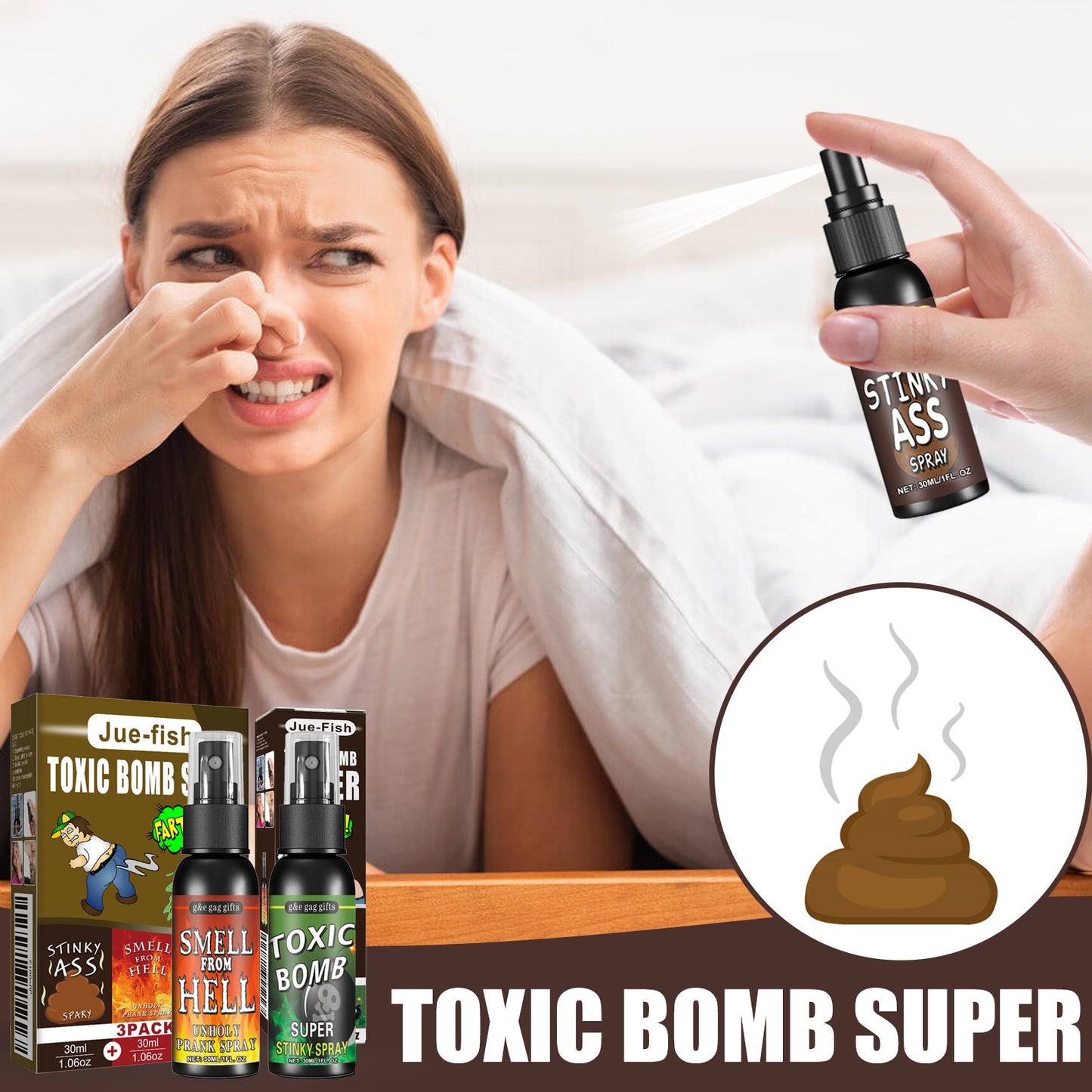 Jue-Fish Fart Spray, April Fool's Day Pooper Toy Spoof Stink Entertainment Poop Hell Bomb Smell Toy Eprolo https://www.cyberehub.com