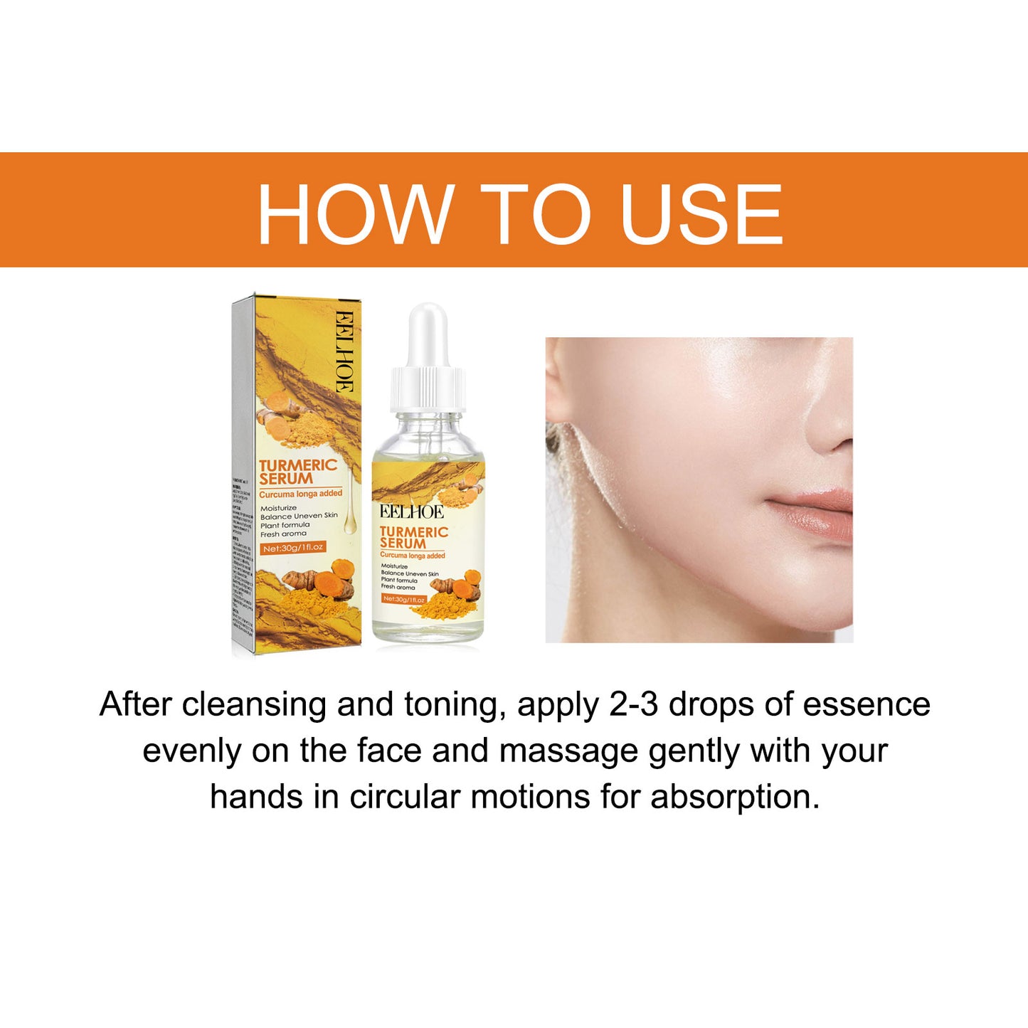 Turmeric Serum, Facial Skin Care Dark Spots Fade Anti-Wrinkle Fine Lines Moisturize Improve Skin Tone Health Eprolo https://www.cyberehub.com