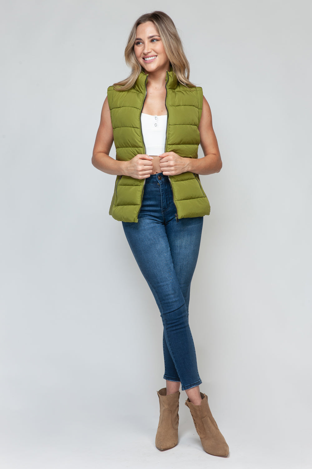 Snobbish Zip Up Turtleneck Vest with Pockets Shirt Apparel Clothing Tops price-change-job-active Ship from USA Shirts Snobbish USA Women Trendsi https://www.cyberehub.com