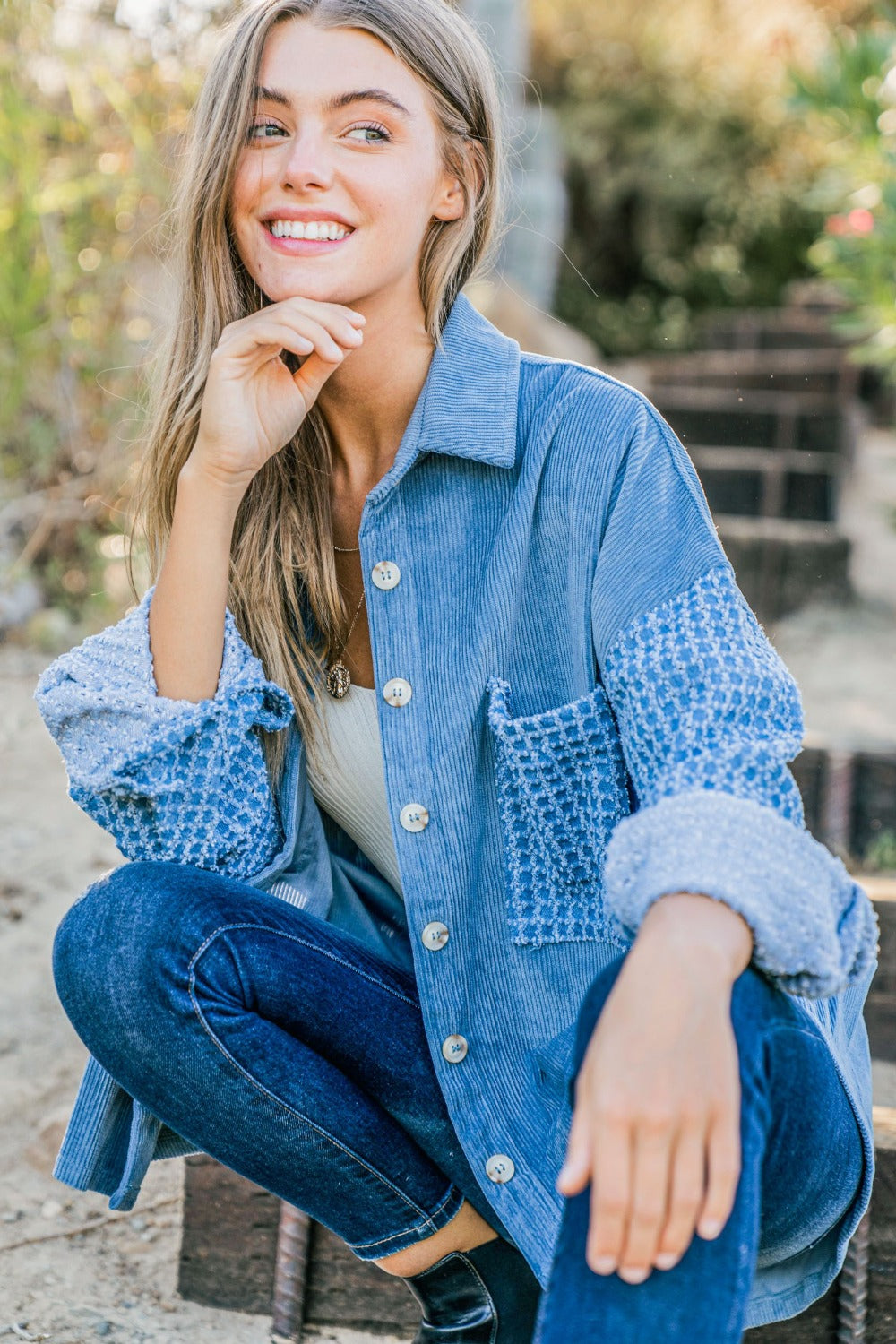 And The Why Button Down Corduroy Contrast Texture Long Sleeve Shacket Tops/Jackets/Sweaters And The Why Clothing Tops Ship from USA TikTok Trendsi USPS Walmart Trendsi https://www.cyberehub.com