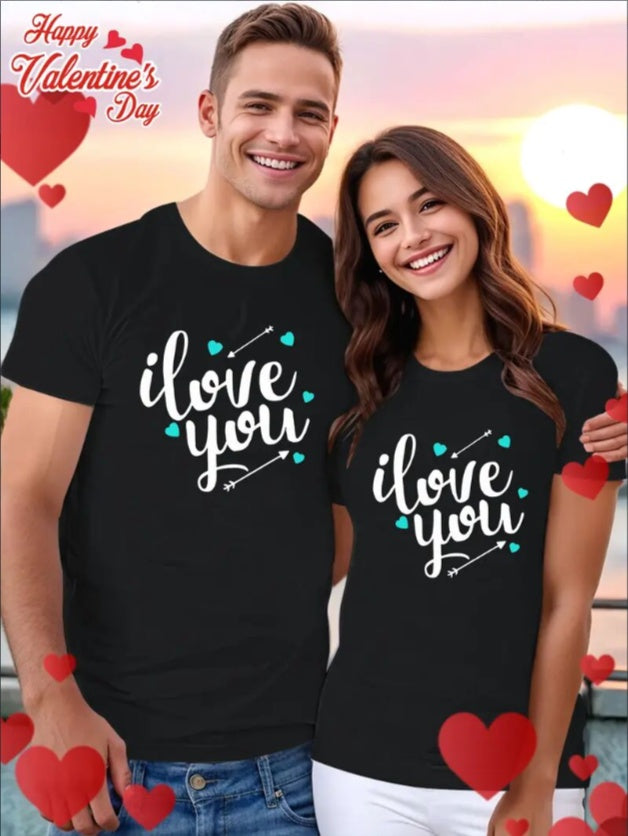 Love Valentine'S Day T-Shirt, Couple T-Shirt, Couple Christmas, Fashion Casual T-Shirt, Short-Sleeved T-Shirt Black Apparel/Shirt/Graphic Shirt SNULLO https://www.cyberehub.com