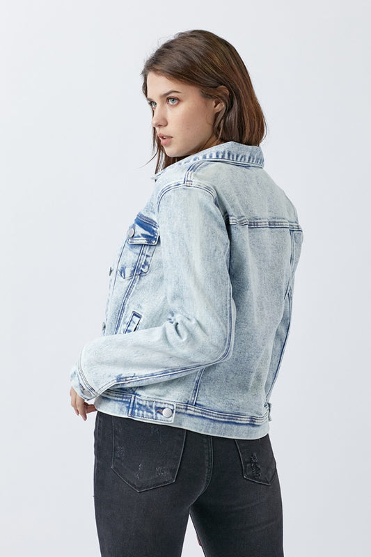 RISEN Button Up Washed Denim Jacket Shirt Apparel Clothing Tops RISEN Ship from USA Shirts USA Women Trendsi https://www.cyberehub.com