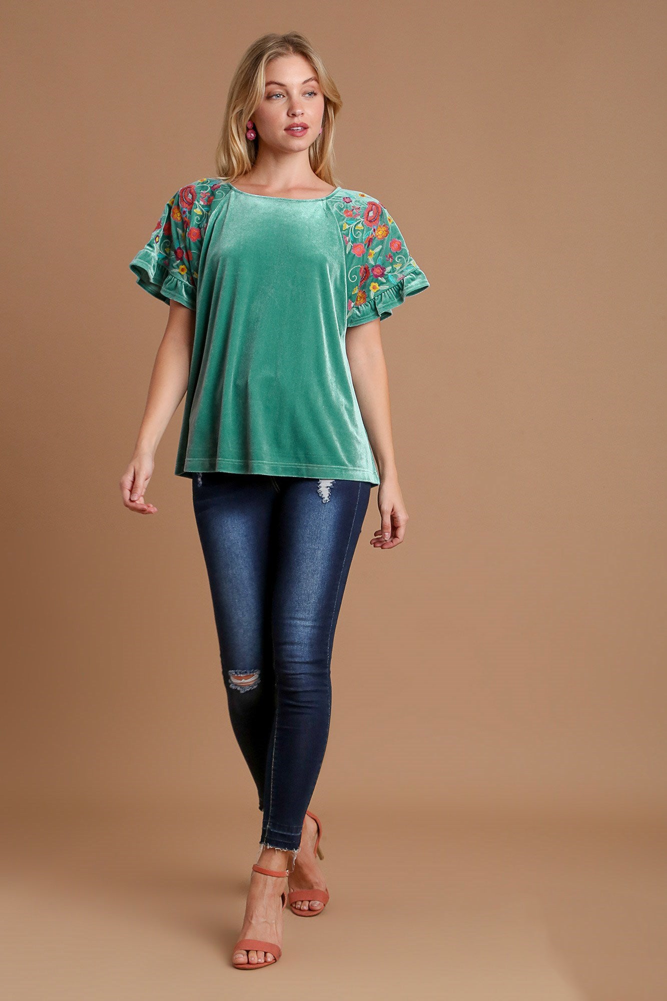 Umgee Velvet Embroidery Short Sleeve Blouse Apparel Apparel Ship from USA TikTok Trendsi Umgee USA Trendsi https://www.cyberehub.com