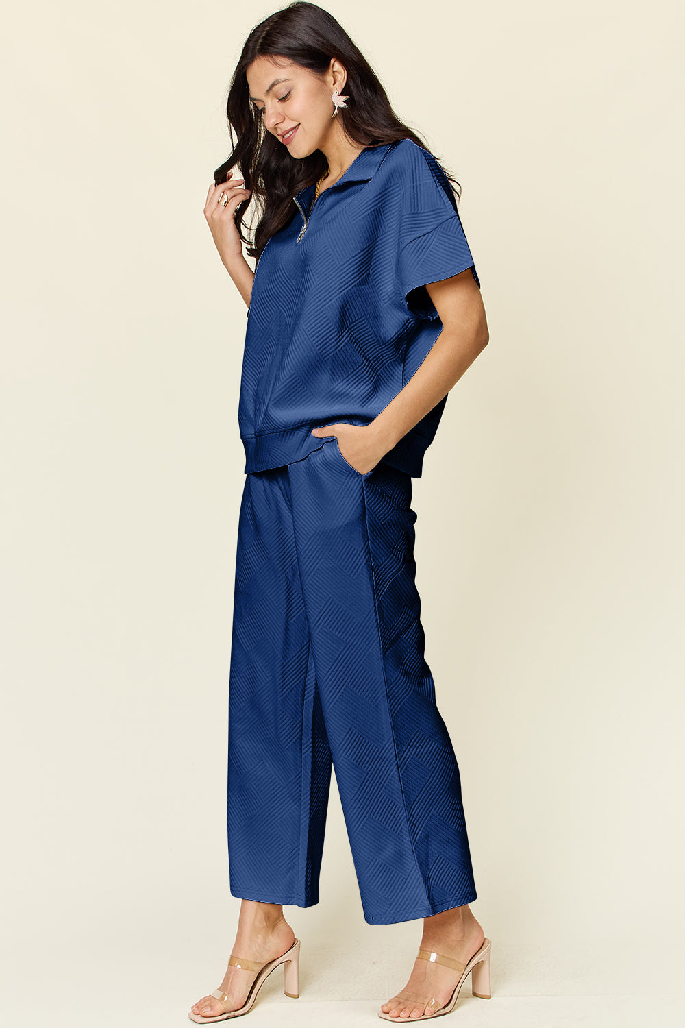 Double Take Full Size Texture Half Zip Short Sleeve Top and Pants Set Apparel/Tops Double Take Ship from USA TikTok Tops Trendsi USPS Walmart Walmart Apparel Trendsi https://www.cyberehub.com