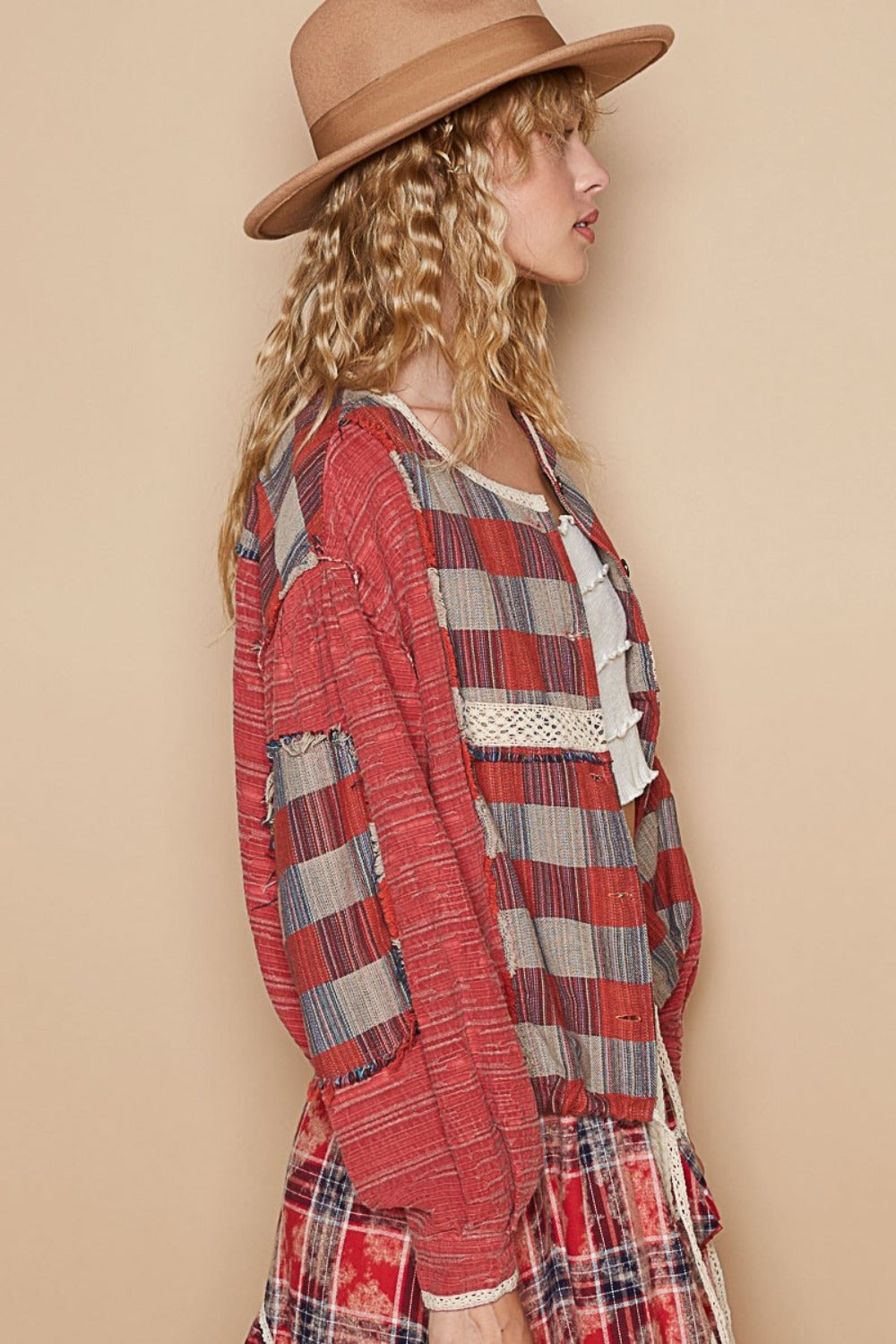 POL Round Neck Long Sleeve Plaid Shirt Tops/Jackets/Sweaters Clothing Tops POL Ship from USA TikTok Trendsi USPS Walmart Trendsi https://www.cyberehub.com