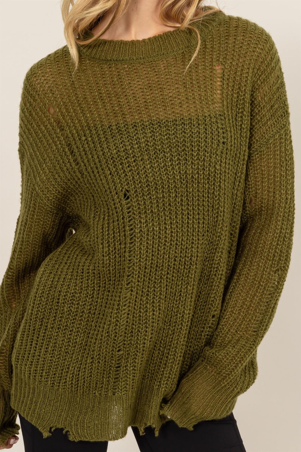 HYFVE Distressed Long Sleeve Knit Top Shirt Apparel Clothing Tops HYFVE Ship from USA Shirts USA Women Trendsi https://www.cyberehub.com