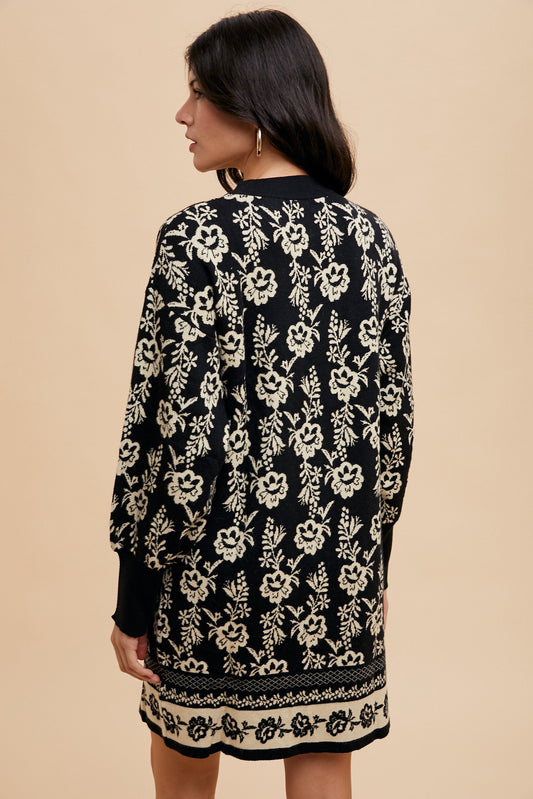 Annie Wear Floral Jacquard Round Neck Sweater Dress Apparel Annie Wear Apparel Ship from USA TikTok Trendsi Trendsi https://www.cyberehub.com