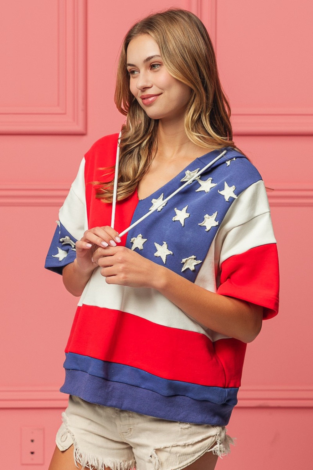BiBi American Flag Theme Hoodie Tops/Jackets/Sweaters BiBi Clothing Tops Ship from USA TikTok Trendsi USPS Walmart Trendsi https://www.cyberehub.com