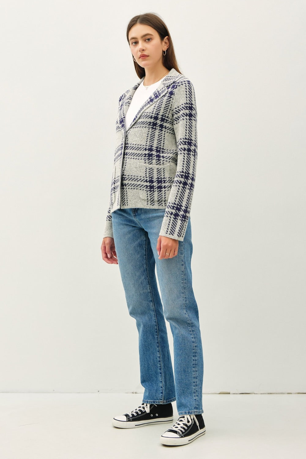 Be Cool Plaid Long Sleeve Sweater Jacket with Front Patch Pockets Tops/Jackets/Sweaters BE COOL Clothing Tops Ship from USA TikTok Trendsi USPS Walmart Trendsi https://www.cyberehub.com
