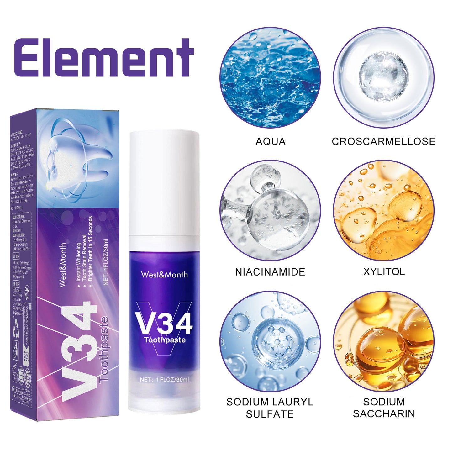 V34 Toothpaste, Whitening Teeth Clean Care Gums Fresh Breath Press Toothpaste Health Eprolo https://www.cyberehub.com