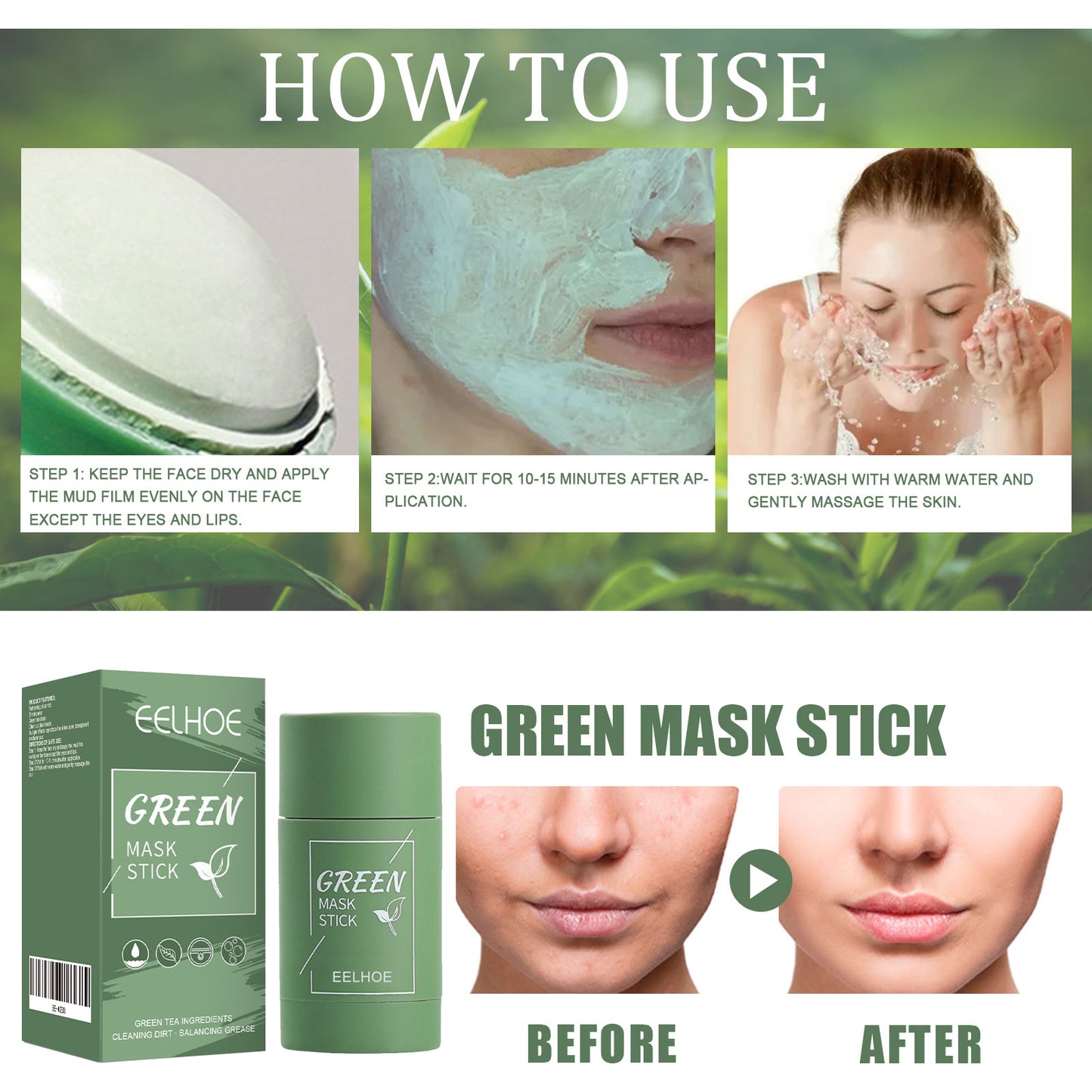 Green Tea Solid Mask, Deep Cleansing Hydrating Mask Stick Pore-Narrowing Paste Mask Stick Health Eprolo https://www.cyberehub.com